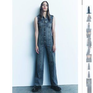 NWT ZARA DENIM JUMPSUIT OPEN BACK BLUE